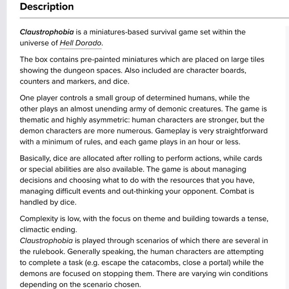 Asmodee Boardgame Claustrophobia miniatures-based survival game - Picture 7 of 7